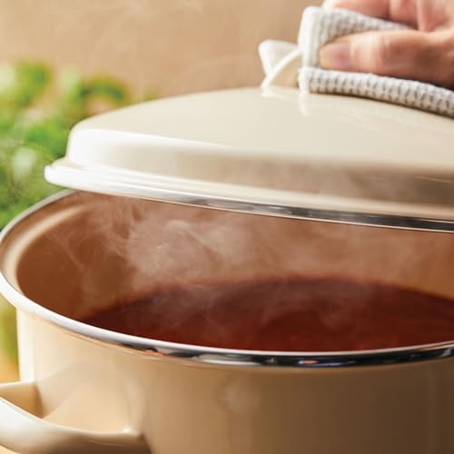 Enamel-on-Steel Induction Stockpot with Lid, 12-Quart, Almond (Almond Cream)