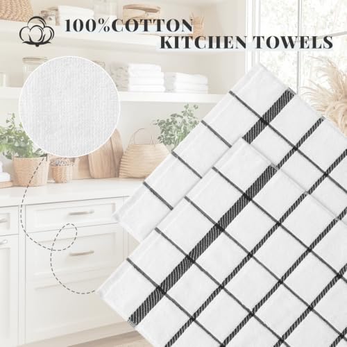 Terry Stripe Kitchen Towels 18"x28" (Stripe Black / 18 x 28 - 6 Pack)