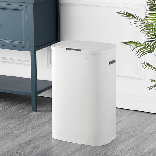 Tammi 14.5 Gal Slim Push Button Trash Can (Cotton White)