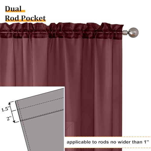 Sheer Window Curtain Panels 90 Inch Long 2 Pieces (42"W x 90"L (Pack of 2) / Burgundy)