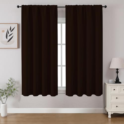 Blackout Curtains 45 inch Length 2 Panels Set (Chocolate / 52"W x 45"L (Pack of 2))