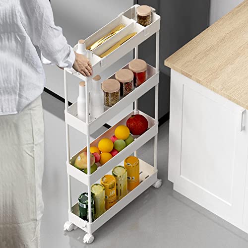 Slim Storage Cart 4 Tier (White)