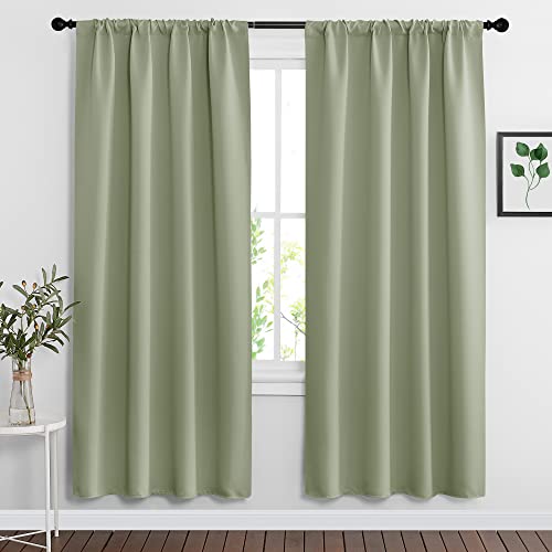 Blackout Curtains for Bedroom Living Room Nursery 72 inches Long (Sage Green / 42"W x 72"L (Pack of 2))