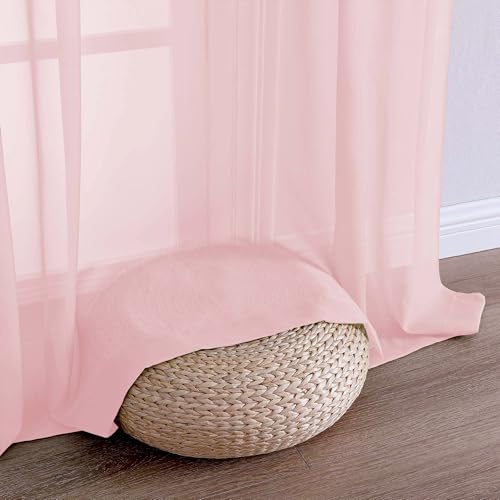 Blush Pink Bedroom Curtains 2 Panel Sets 90 Inch Length (Blush Pink / 59"W x 90"L (Pack of 2))