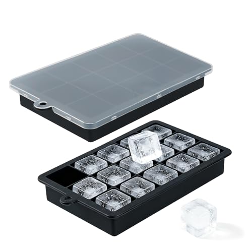 Premium Silicone Ice Cube Trays with Lid (Black)