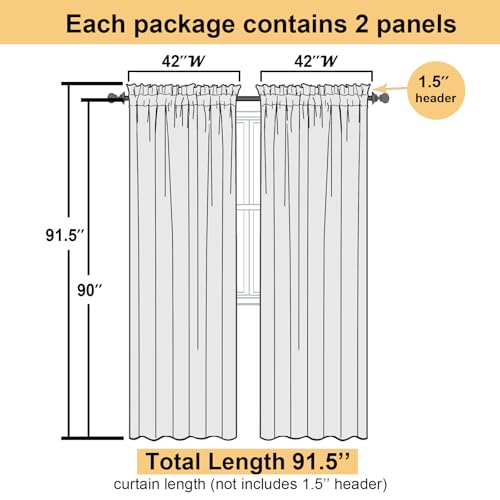 Sage Green Sheer Curtains 90 Inches Long 2 Pcs (Sage Green / 42"W x 90"L (Pack of 2))