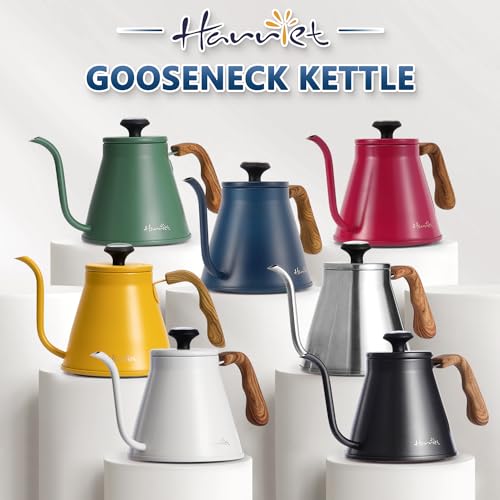 Gooseneck Kettle with Thermometer for Pour Over Coffee and Tea (Cobalt Blue)