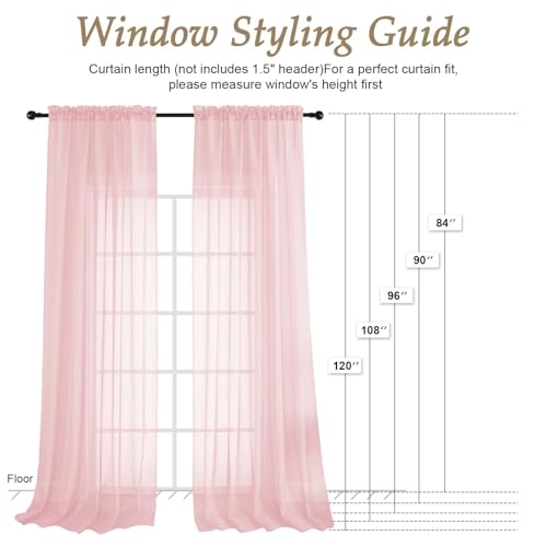 Blush Pink Bedroom Curtains 96 Length for Farmhouse (Blush Pink / 59"W x 96"L (Pack of 2))