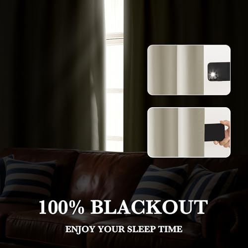 Bedroom Blackout Curtains 80 inches Long (100% Blackout - Natural / 42"W x 80"L (Pack of 2))