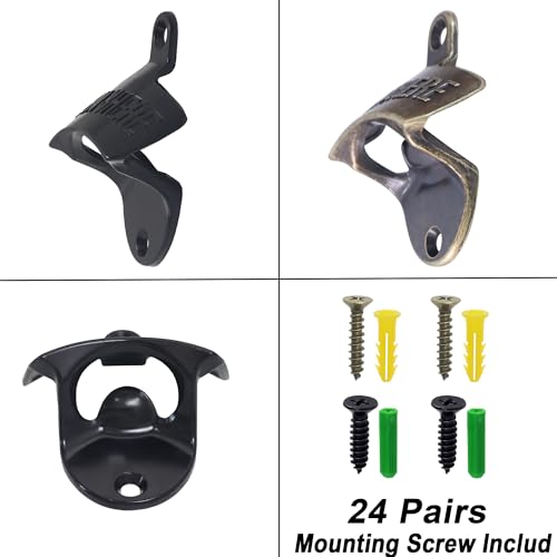 24 PCS Bulk Wall Mounted Bottle Opener (Black,Antique Bronze)