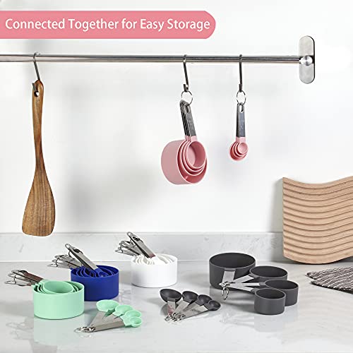 Measuring Cups and Spoons Set of Huygens Kitchen Gadgets 10 Pieces (Pink)