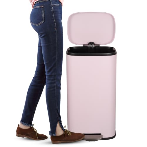Curtis 8 Gal Step Trash Can Soft Close 25" (Blush Pink)