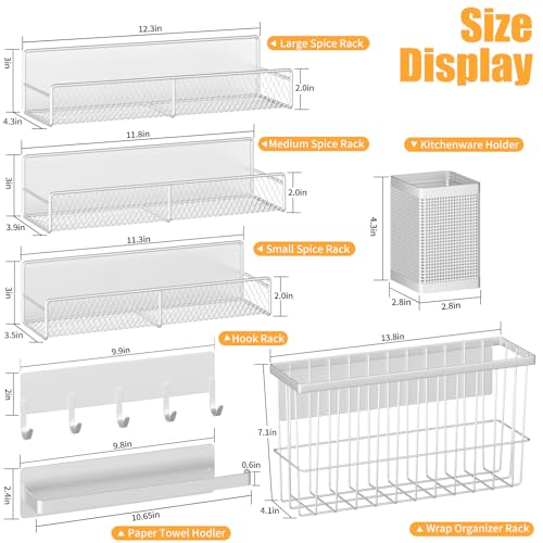 Magnetic Spice Rack for Refrigerator (White / Large 7 Pack)