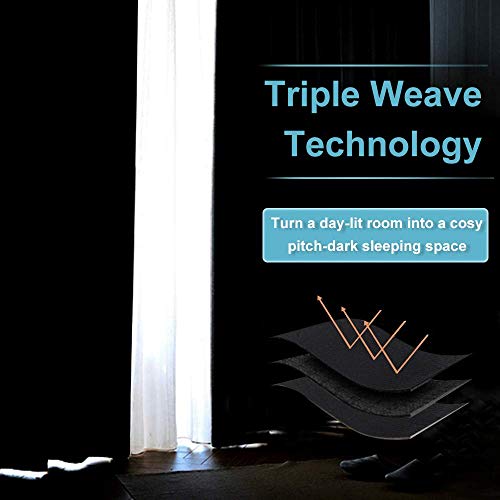 Extra Wide Blackout Curtains for Bedroom Living Room 72 inch Long (Black / 62"W x 72"L (Pack of 2))