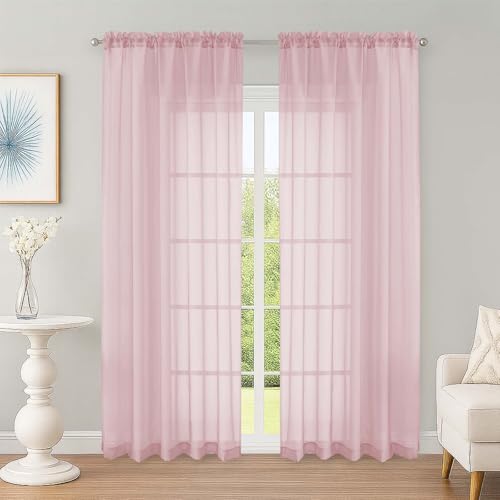 Sheer Curtains 84 Inches Long 2 Panels Set (Blush / 59"W x 84"L (Pack of 2))
