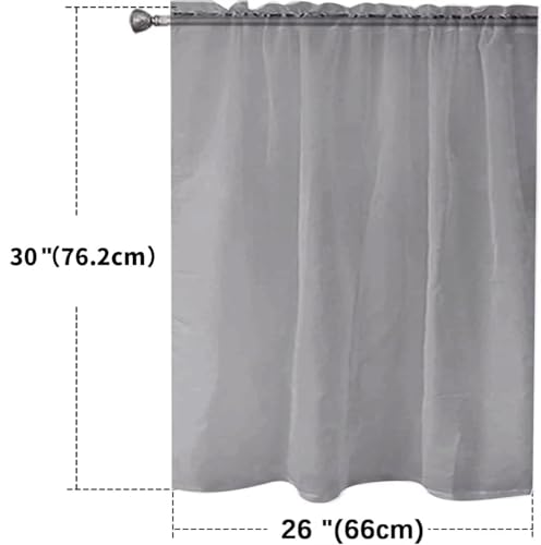 Basic Rod Pocket Sheer Voile Window Curtain Panels Grey 1 Pair 2 Panels 26 Width 30 Inch Long for Kitchen Bedroom Children Living Room Yard (Grey / 26"W x 30"L (Pack of 2))