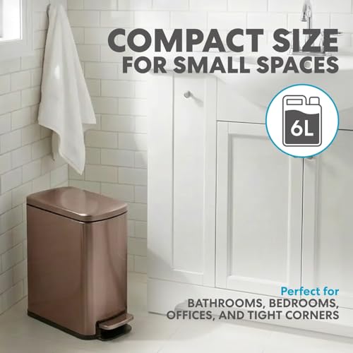 6L 1.6G Stainless Steel Bathroom Trash Can with Hands (Gold / Small)