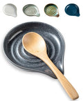 Spoon Rest Ceramic Spoon Holder for Stove Top Large Spatula Rest (Speckled Dark Gray)