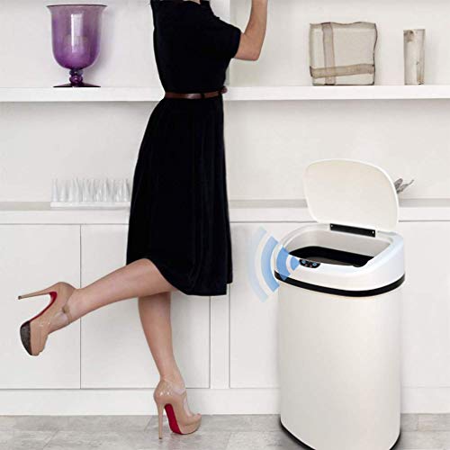 Kitchen Trash Can for Bathroom Bedroom Home Office Automatic Touch Free High (13 Gallon / White)