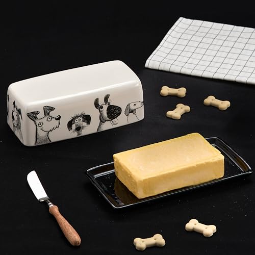 Doodle Pawtrait Ceramic Butter Dish with Lid (Doodle Pawtrait / Large)