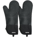 Extra Long Silicone Oven Mitts (Black / 15''-2pcs)