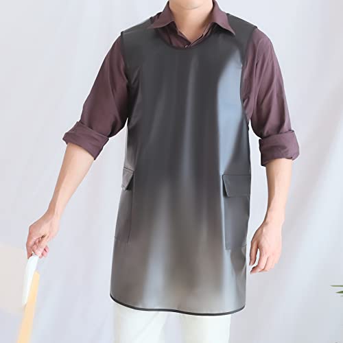 Waterproof Cross Back Apron (1# Style-rounded Edge / White Translucent)