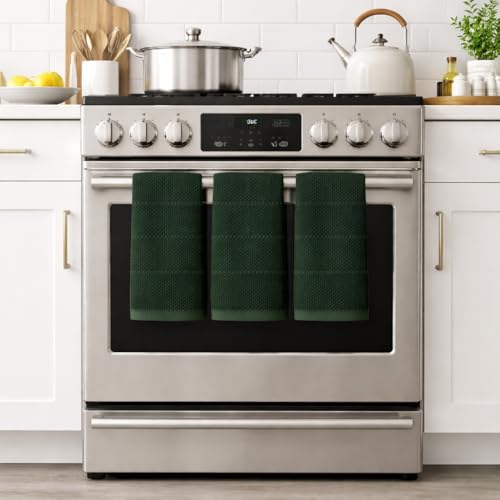 Dark Green Kitchen Hand Dish Towels (Dark Green Textured)