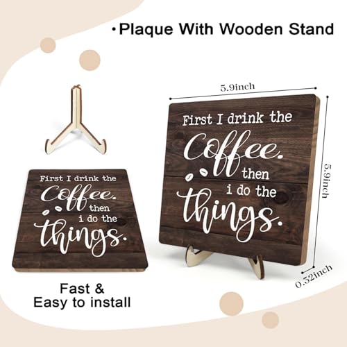 Vintage Coffee Bar Sign Plaque (Brown5 / 5.9 x 5.9 x 0.32 inches)