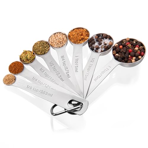 18 8 Stainless Steel Measuring Spoons with Engraved Metric (Set of 8)
