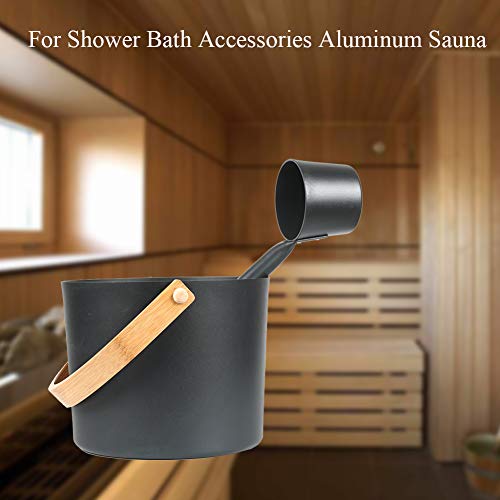 Sauna Bucket and Ladle Set (Black)