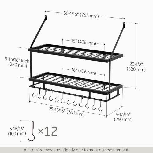 30 Inch Kitchen Pot Rack (Black)
