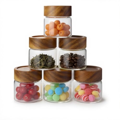 6 Fl Oz Small Glass Jar with Wood Lid (F-lucency / 6 fl oz)