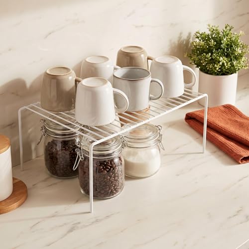 Kitchen Cabinet Storage Shelf Rack (White)