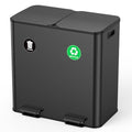 Dual Trash and Recycling Bins for Kitchen (Black / 2 x 11 Gallon)