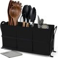Large Drainage Kitchen Utensil Holder (Black / Extra Large (14.5"D x 4.5"W x 7.25"H）)