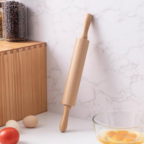 Rolling Pin for Baking (15.75 Inches-Handle / Light Yellow)