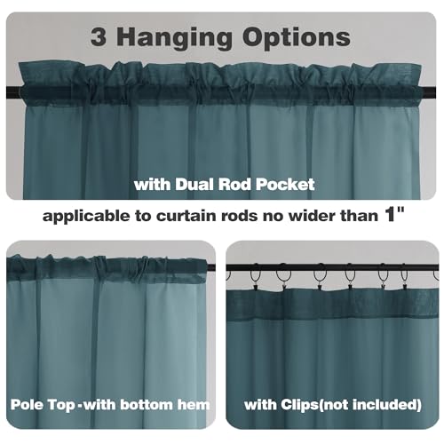 Stone Blue Sheer Curtains 84 Inches Long (Stone Blue / 42"W x 84"L (Pack of 2))