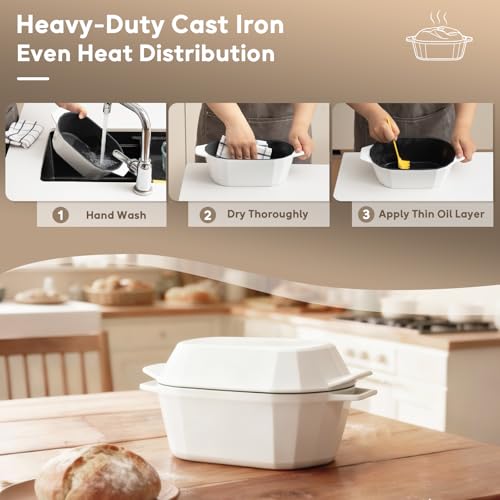 Enameled Cast Iron Dutch Oven for Bread Baking (White)