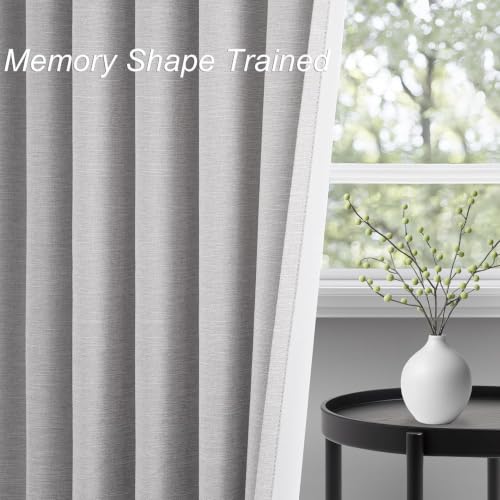 Linen Blackout Curtains 70 Inches Extra Wide 84 Inch Long for Living Room Grey Beige Room Darkening Back Tab Pleated Drapes for Bedroom Winter Thick Window Energy Efficient 70"W x 84"L 2 Panels (Grey Beige / 70"W x 84"L (Pack of 2))