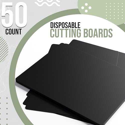 Disposable Cutting Boards for Kitchen 50 Count Black Cutting Board 10 Inch X 13.5 Inch Flexible Cutting Boards For Kitchen ~ Patent Pending ~ Recyclable Disposable Cutting Board Sheets (Black / Medium 50 Count)