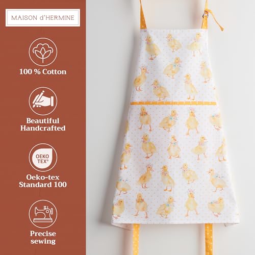 Aprons for women with Pocket 100% Cotton Pack of 1 (115 - Ducklings in Spring)