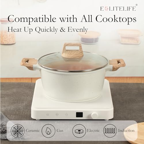Nonstick Stock Pot with Lid (3 Quarts / White)