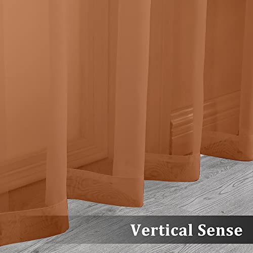 Orange Sheer Curtains 63 inch Length 2 Panels for Bedroom Living Room (Orange / 42"W x 63"L (Pack of 2))