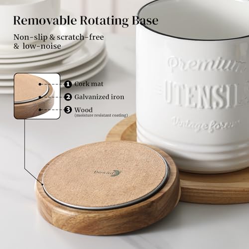 360° Rotating Extra Large Cooking Utensil Holder (White Text / 7.6 Inch)