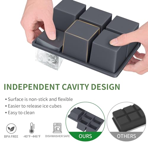 Large Ice Cube Tray for Whiskey (Black-2pack)