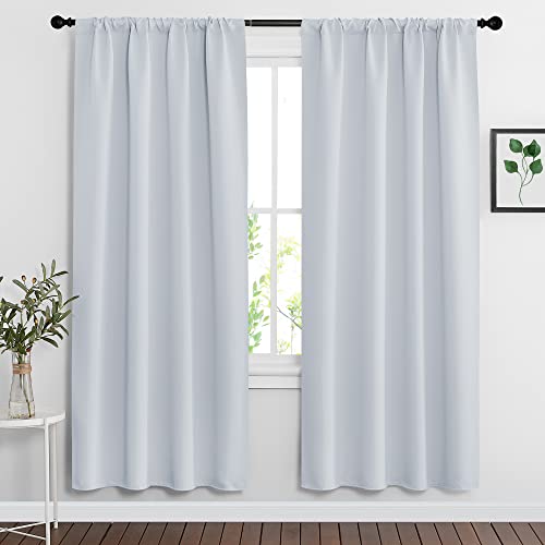 Curtains for Bedroom Living Room Nursery Office 72 inches Long (Greyish White / 34"W x 72"L (Pack of 2))