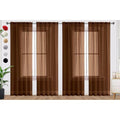 Brown Sheer Curtains 4 Panels Rod Pocket Semi (Brown / 52"W x 108"L (Pack of 4))