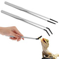 2 Pcs Reptile Feeding Tongs (Silver / 10 Inch, 10.5 Inch)