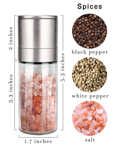 Salt Grinder Pepper Mill Refillable Adjustable Black Pepper Shaker (1 Pack Salt Grinder)