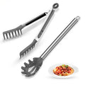 Spaghetti Spoon and Pasta Tong with Teeth and Drain Holes (Gray)